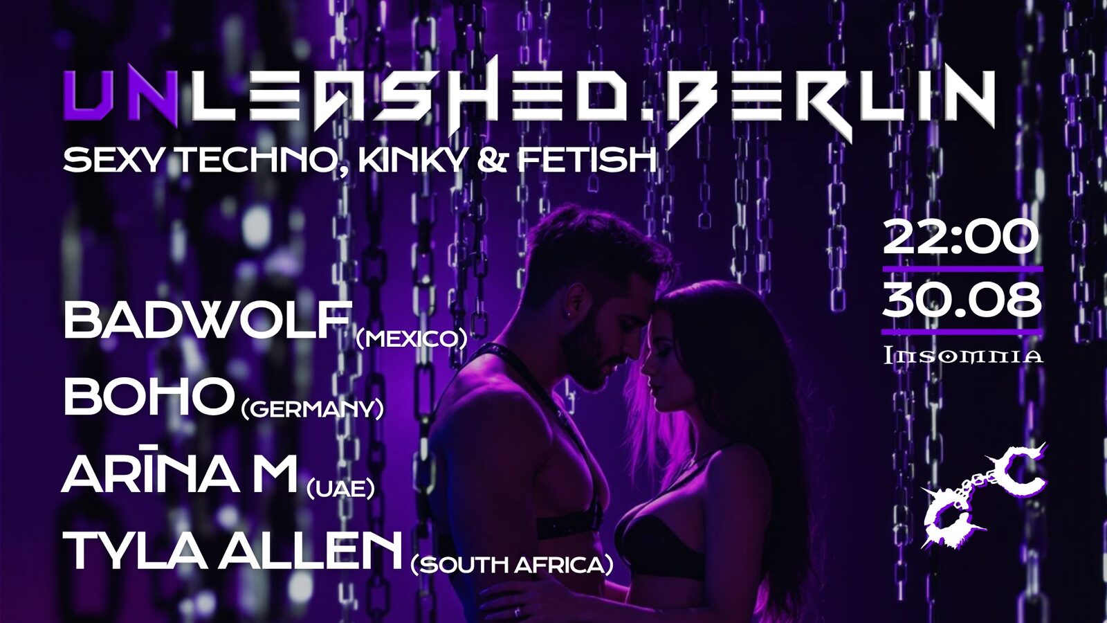 UNLEASHED party flyer — August 30, 2025 at Insomnia Berlin