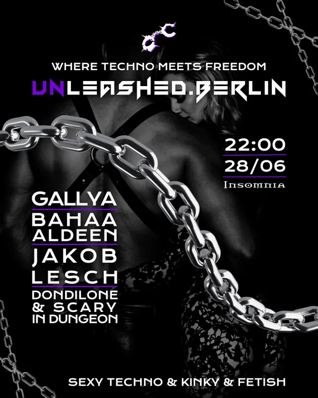 We’re counting down the days to the next edition of @UNLEASHED.BERLIN on June 28th!
You gave us feedback — and we listened. The dungeon will no longer focus on hard techno. While some enjoyed it, many didn’t.
From now on, we’re taking full control of both the main floor and the dungeon — with handpicked artists that reflect the Unleashed.Berlin vibe.
This time, we kick things off underground with two Insomnia legends: DonDilone & Scary, serving a deep and dirty ride. 

⛓️ MAIN FLOOR ⛓️
22:00-01:00 @bahaaaldeendj - Hypnotic, peak-time techno from a Sisyphos regular
01:00-03:00 @gallya_official – Ibiza-based powerhouse with dark, rolling tech-house
03:00-06:00 @jakoblesch – Fast, heavy grooves from Frankfurt’s underground

⛓️ DUNGEON ⛓️
23:00-04:00 @don_dilone & @dj_scary_bugmugge – Insomnia legends take you deep & dirty  Unleash. Dance. Connect. Play.

Much love💜
@miss.unleashed & @iam.unleashed